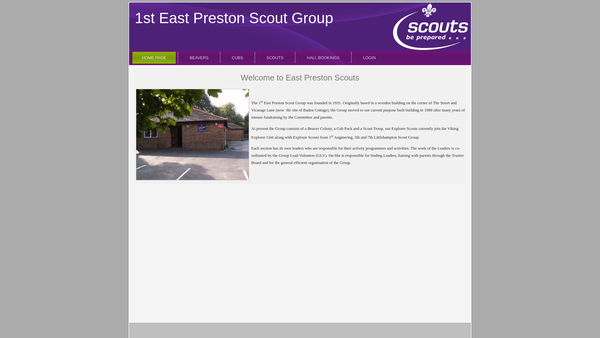 Screenshot of the 1st East Preston Scout Group website