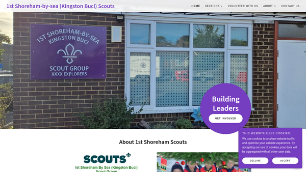 Screenshot of the 1st Shoreham-By-Sea (Kingston Buci) Scout Group website