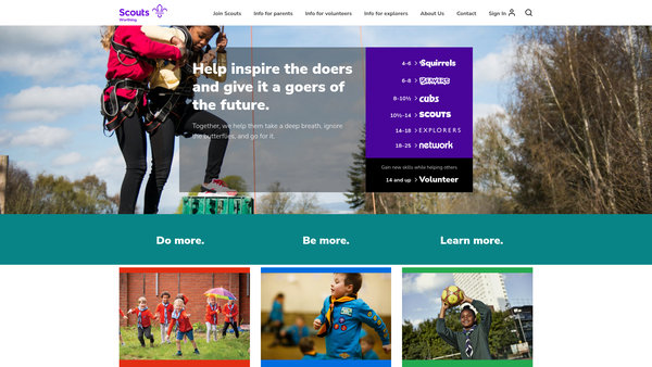 Screenshot of the Worthing District Scout Council website