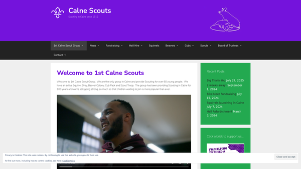 Screenshot of the 1st Calne Scout Group website