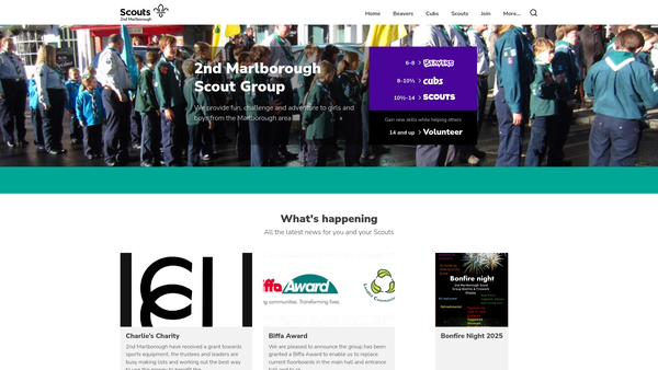 Screenshot of the 2nd Marlborough Scout Group website