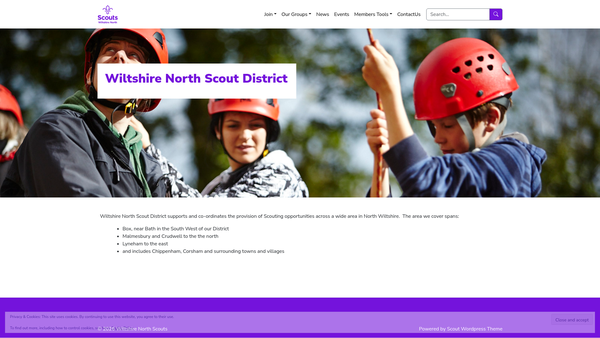 Screenshot of the Wiltshire North District Scout Council website