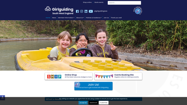 Screenshot of the The Guide Association South-West England website
