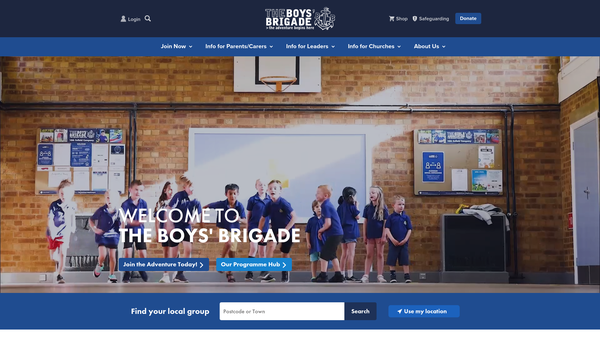 Screenshot of the The Boys' Brigade website
