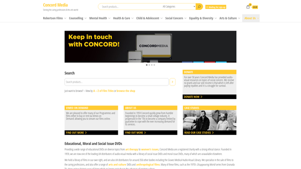 Screenshot of the Concord Video And Film Council Limited website