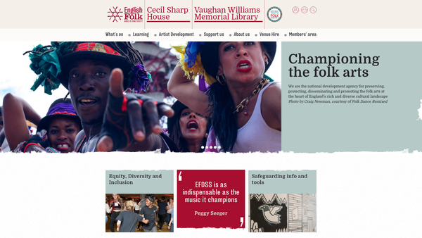 Screenshot of the English Folk Dance And Song Society website