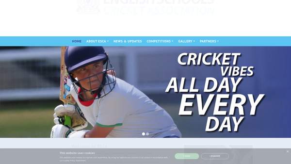 Screenshot of the English Schools Cricket Association website
