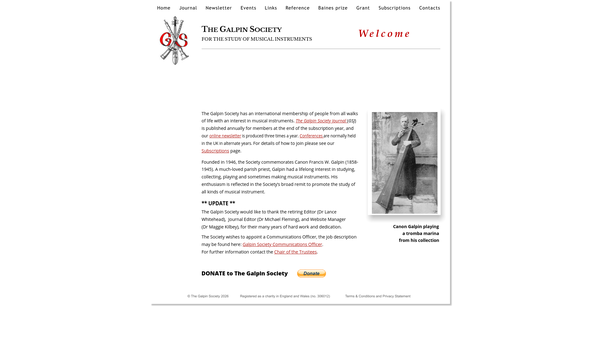 Screenshot of the The Galpin Society website