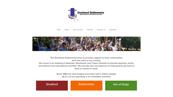 Screenshot of the The Dockland Settlements website