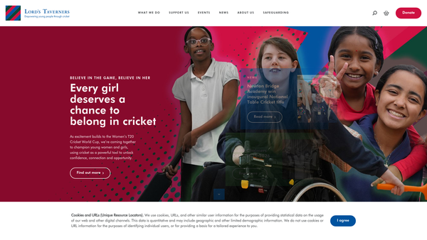 Screenshot of the The Lord's Taverners website