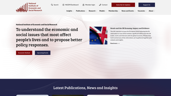 Screenshot of the The National Institute Of Economic And Social Research website
