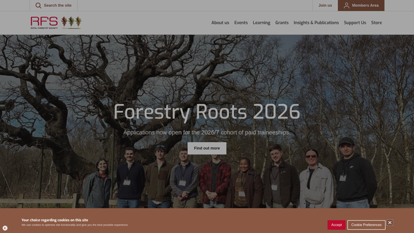 Screenshot of the The Royal Forestry Society website