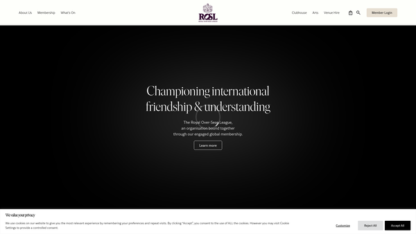 Screenshot of the The ROSL Foundation website