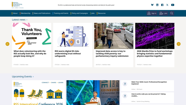 Screenshot of the Royal Statistical Society website