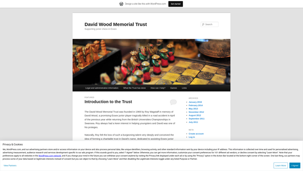 Screenshot of the David Wood Memorial Trust website