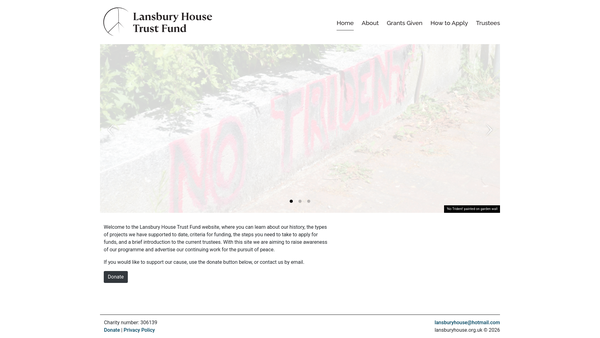 Screenshot of the The Lansbury House Trust Fund website