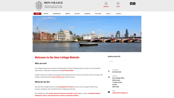 Screenshot of the Sion College website