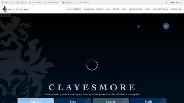 Screenshot of the Clayesmore School website