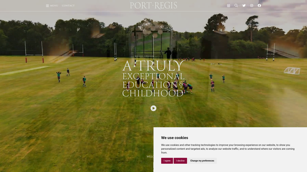 Screenshot of the Port Regis School Ltd website