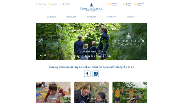 Screenshot of the Dumpton School website