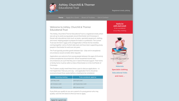 Screenshot of the Ashley Churchill And Thorner Educational Trust website