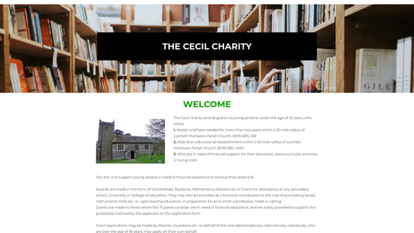 Screenshot of the The Cecil Charity website