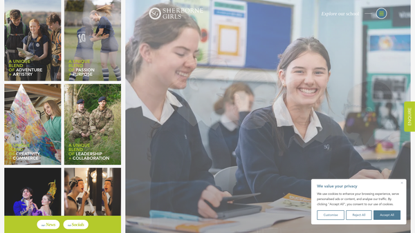 Screenshot of the Sherborne School For Girls The Winifred Spooner Memorial Fund website