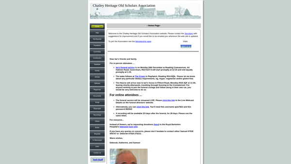 Screenshot of the Chailey Heritage School Old Scholars Association website
