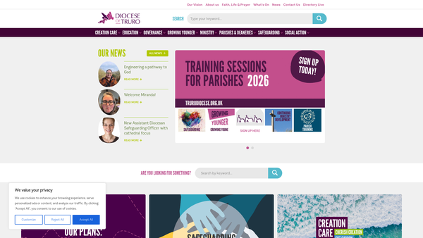 Screenshot of the Bishop Phillpott's Prayer Book Prize Fund website