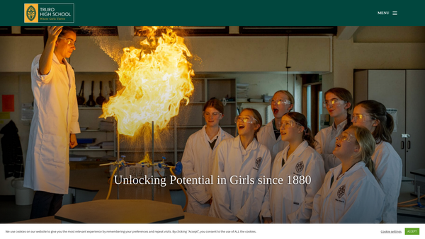 Screenshot of the Truro High School For Girls website
