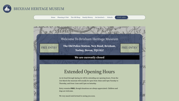 Screenshot of the Brixham Heritage Museum & History Society website
