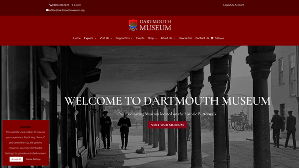 Screenshot of the Dartmouth Museum Association website