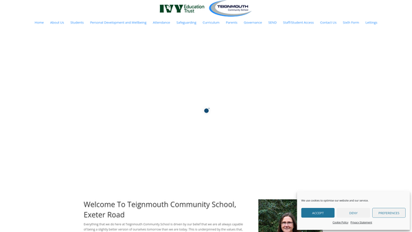 Screenshot of the Teignmouth Community College Awards Fund website