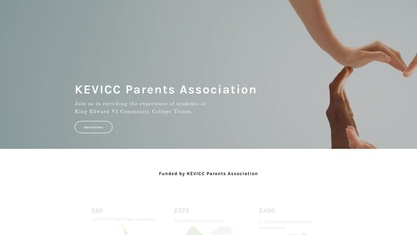 Screenshot of the King Edward Vi Community College Parents Association website