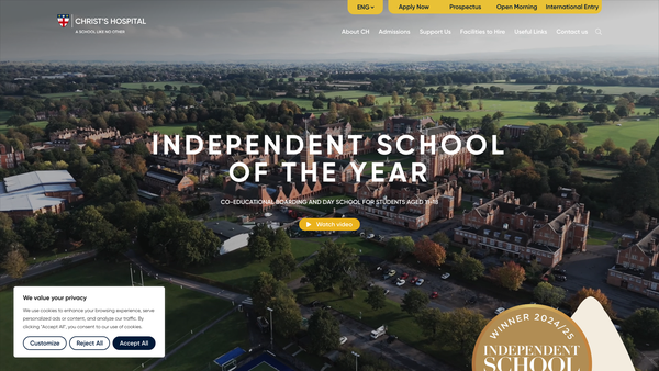 Screenshot of the Christ's Hospital Foundation website