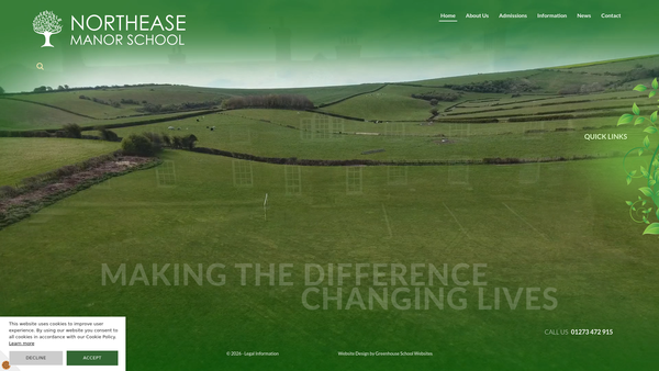 Screenshot of the Northease Manor School Ltd website
