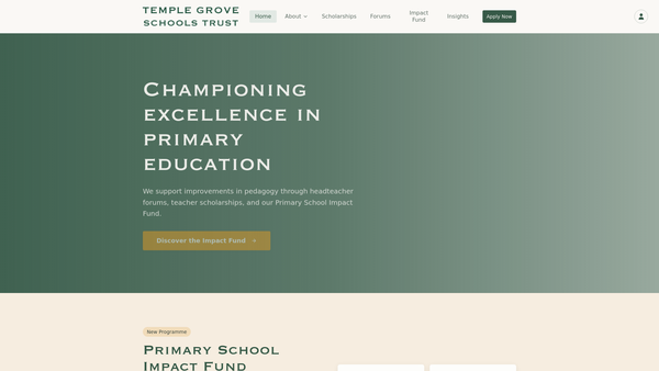 Screenshot of the Temple Grove Schools Trust website
