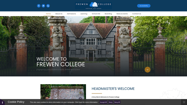 Screenshot of the The Frewen Educational Trust Limited website