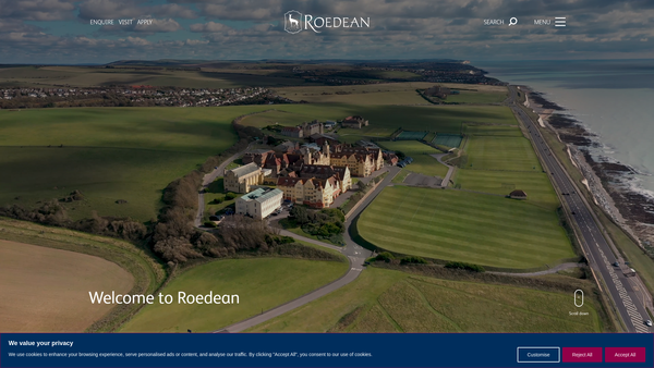 Screenshot of the Roedean School website