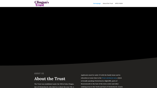 Screenshot of the Clingan's Trust website