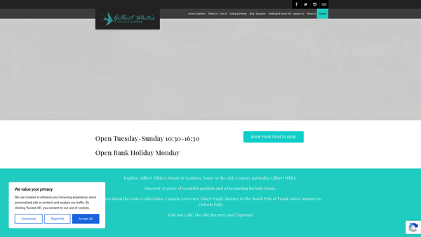 Screenshot of the Oates Memorial Library And Museum And The Gilbert White Museum website