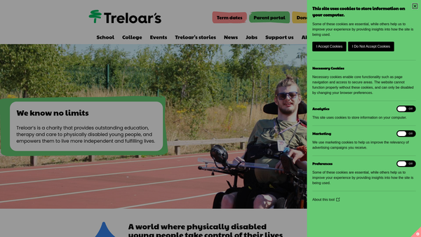 Screenshot of the Treloar 1907 Trust website