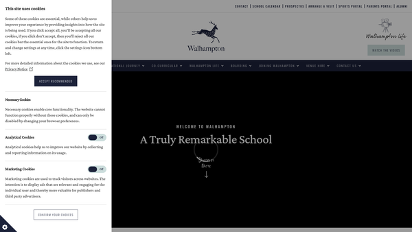 Screenshot of the Walhampton School Trust Ltd website