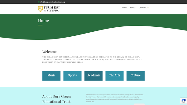 Screenshot of the Dora Green Educational Trust Ltd website
