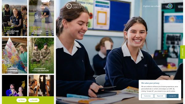 Screenshot of the Sherborne School For Girls website