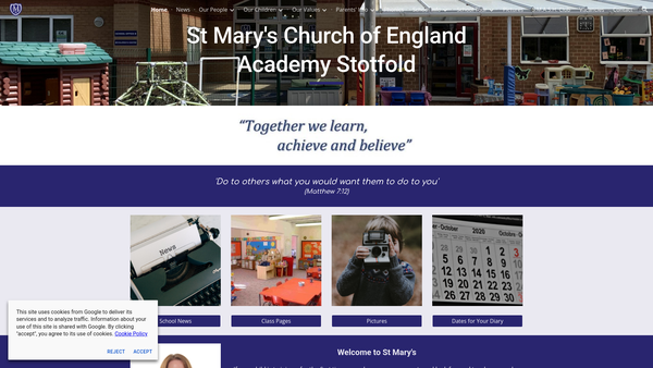 Screenshot of the St Mary's Lower School website