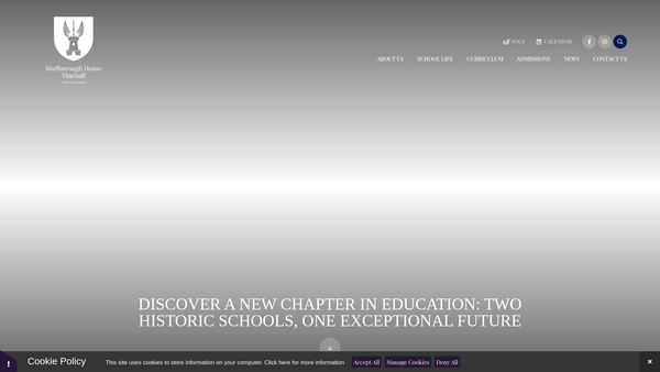 Screenshot of the Marlborough House School website