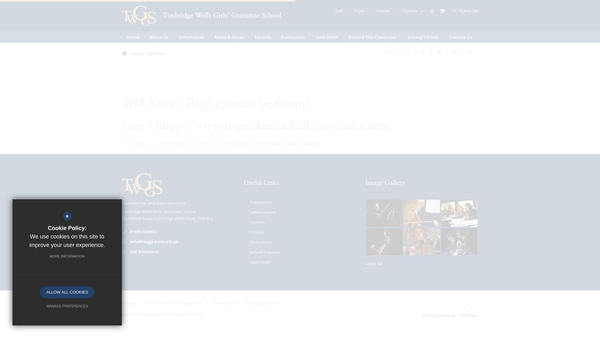 Screenshot of the The Tunbridge Wells Grammar School For Girls Parent Teacher Association website