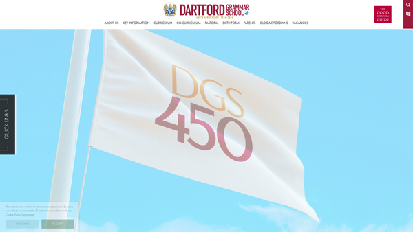 Screenshot of the Dartford Grammar School website