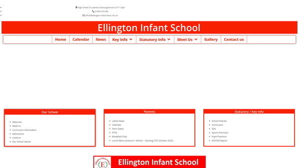 Screenshot of the Sir William J Jordon Bequest Icw Ellington Infant School website